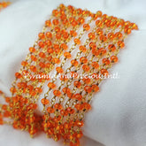 Carnelian Rosary Chain, Rondelle Beads Chain, Gold Plated Rosary, DIY Making Supply, Bead Size 3-3.5mm, Bally Chain – SELLING BY FOOT